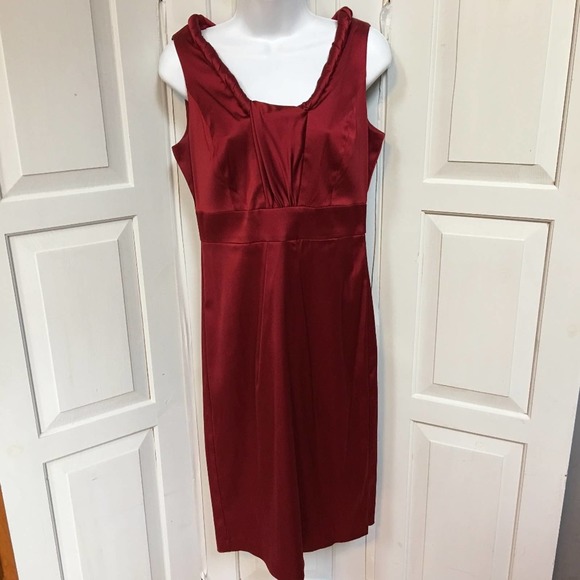 Donna Ricco Red Satiny Dress 4 - Picture 1 of 8